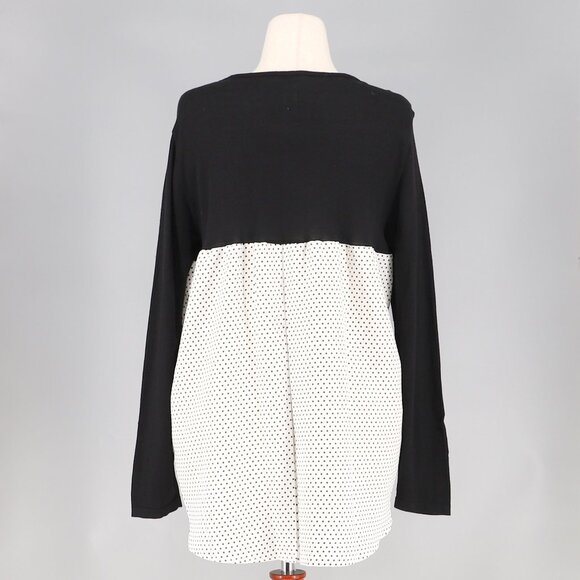 NWT CHICO'S Geo Woven-Back Polka Dots Black White 3/4 Sleeve Sweater Size 3/XL - Picture 5 of 8